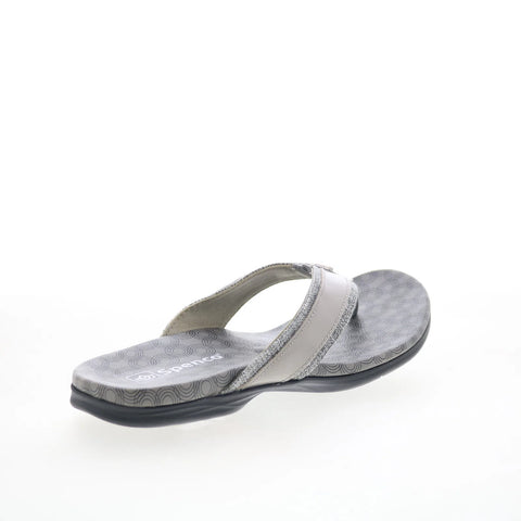 Spenco Cabo SP1225GRY Womens Gray Leather Slip On Flip-Flops Sandals Shoes