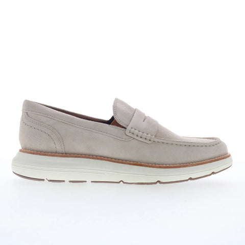 Rockport Cadwyn TMCADWYN Mens Gray Suede Loafers & Slip Ons Penny Shoes
