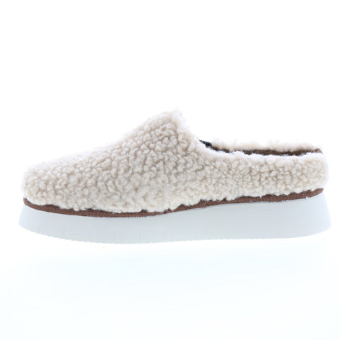 Fly London Cafe CAFE360FLY-001 Womens Beige Leather Slip On Clog Flats Shoes