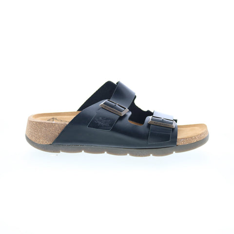 Fly London Caja CAJA721FLY-000 Womens Black Leather Slides Sandals Shoes