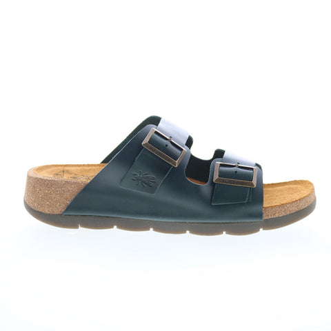 Fly London Caja CAJA721FLY-002 Womens Green Leather Slides Sandals Shoes