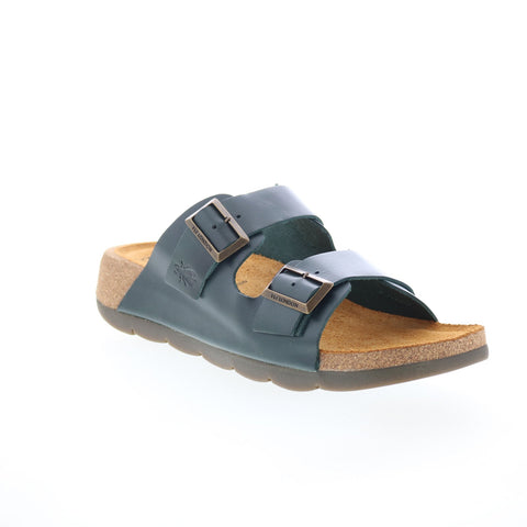 Fly London Caja CAJA721FLY-002 Womens Green Leather Slides Sandals Shoes