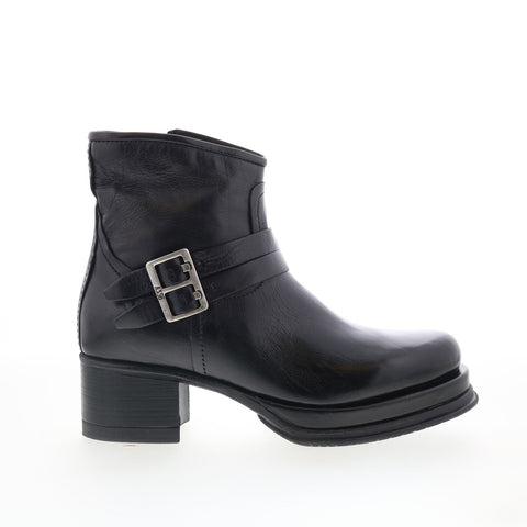 A.S. 98 Cal Womens Black Leather Zipper Ankle & Booties Boots