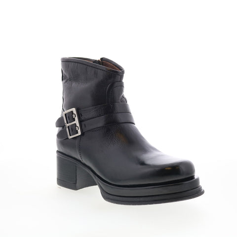 A.S. 98 Cal Womens Black Leather Zipper Ankle & Booties Boots