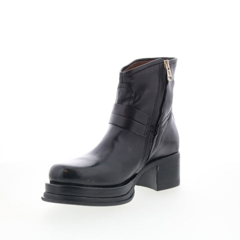 A.S. 98 Cal Womens Black Leather Zipper Ankle & Booties Boots