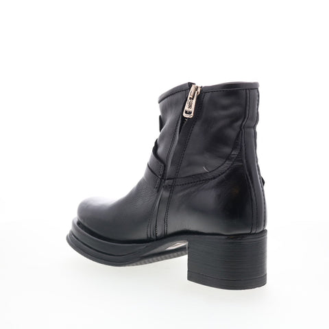 A.S. 98 Cal Womens Black Leather Zipper Ankle & Booties Boots
