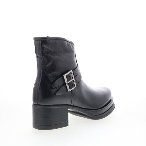 A.S. 98 Cal Womens Black Leather Zipper Ankle & Booties Boots