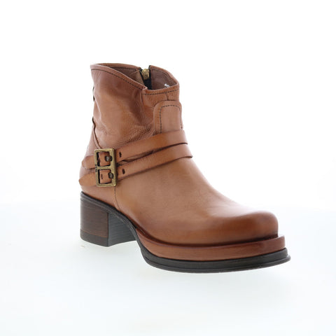 A.S. 98 Cal Womens Brown Leather Zipper Ankle & Booties Boots