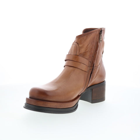 A.S. 98 Cal Womens Brown Leather Zipper Ankle & Booties Boots