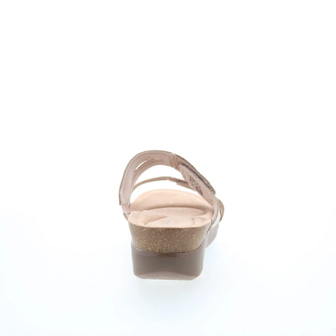 Clarks Calenne Maye 26177045 Womens Beige Leather Strap Slides Sandals Shoes