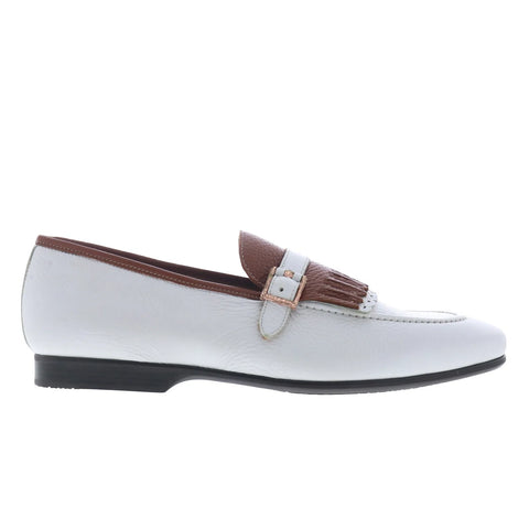 Mezlan Calf Leather 21875 Mens White Leather Loafers & Slip Ons Penny Shoes