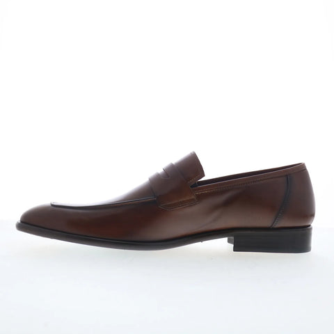 Mezlan Calfskin Penny 30480 Mens Brown Leather Loafers & Slip Ons Penny Shoes