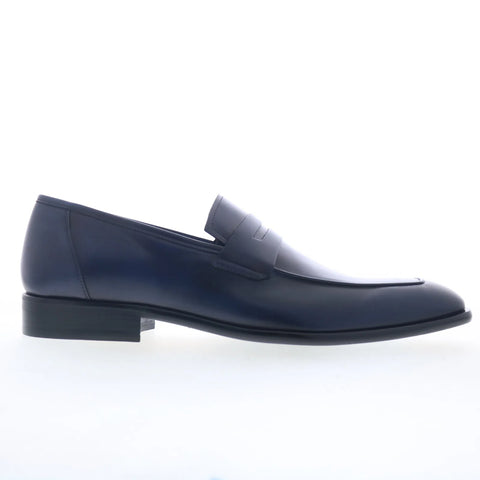 Mezlan Calfskin Penny 30482 Mens Blue Leather Loafers & Slip Ons Penny Shoes