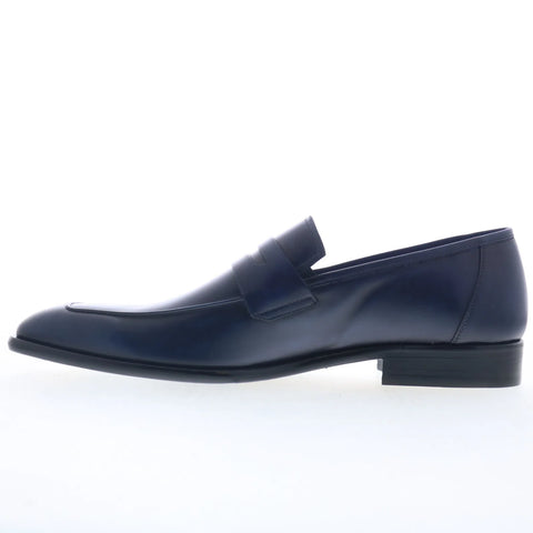 Mezlan Calfskin Penny 30482 Mens Blue Leather Loafers & Slip Ons Penny Shoes