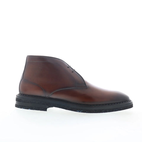 Di Bianco Calgara Calfskin Mens Brown Leather Lace Up Chukkas Boots