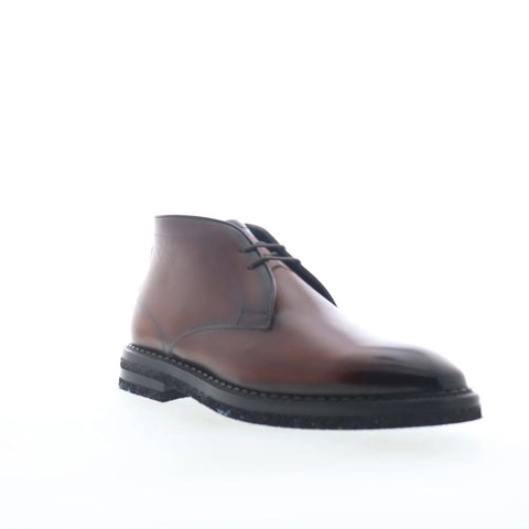 Di Bianco Calgara Calfskin Mens Brown Leather Lace Up Chukkas Boots