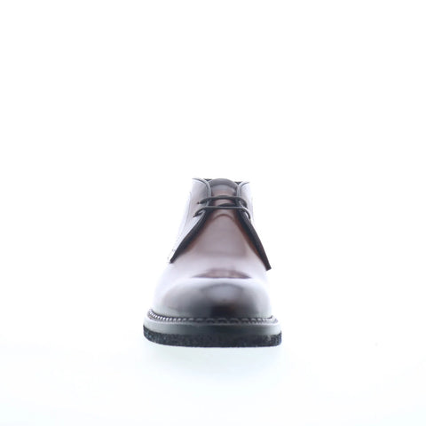Di Bianco Calgara Calfskin Mens Brown Leather Lace Up Chukkas Boots