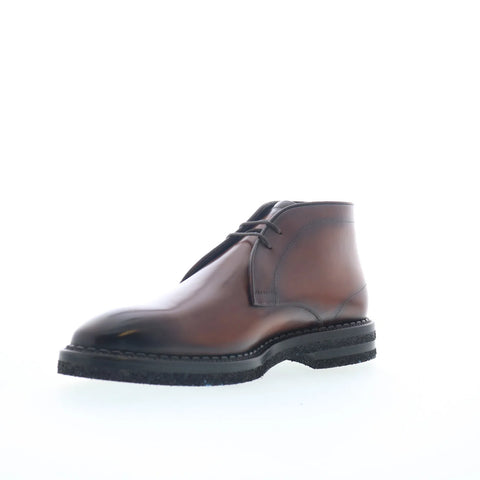 Di Bianco Calgara Calfskin Mens Brown Leather Lace Up Chukkas Boots