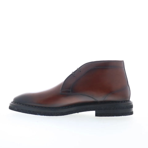 Di Bianco Calgara Calfskin Mens Brown Leather Lace Up Chukkas Boots