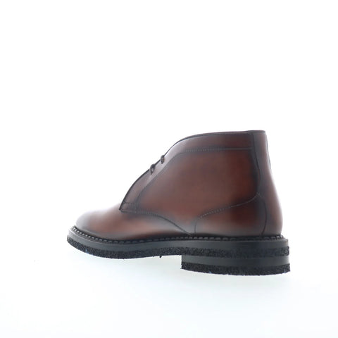 Di Bianco Calgara Calfskin Mens Brown Leather Lace Up Chukkas Boots