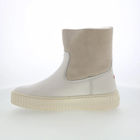 Pajar Caline 78304 Womens White Leather Slip On Ankle & Booties Boots
