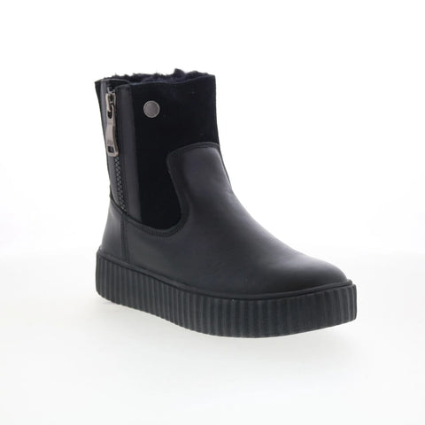 Pajar Caline 79746 Womens Black Leather Slip On Ankle & Booties Boots