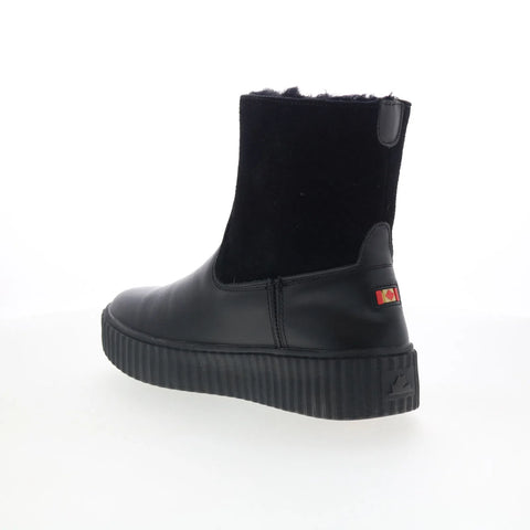 Pajar Caline 79746 Womens Black Leather Slip On Ankle & Booties Boots