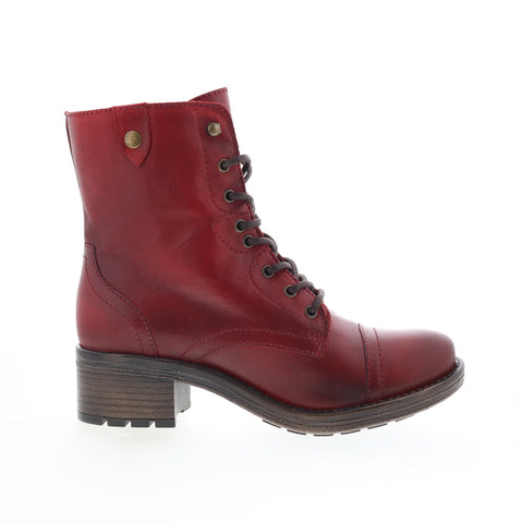 Miz Mooz Calla Womens Red Leather Lace Up Casual Dress Boots