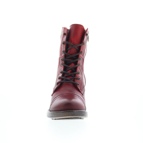 Miz Mooz Calla Womens Red Leather Lace Up Casual Dress Boots