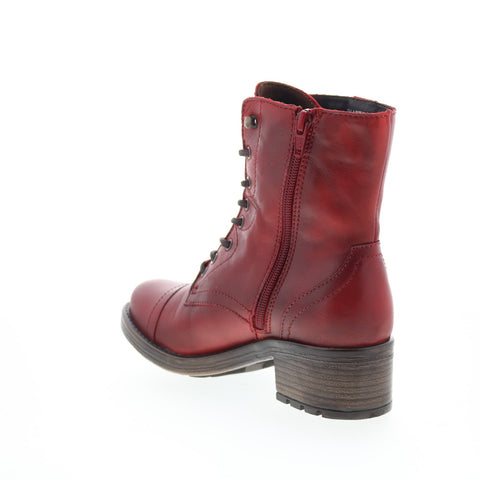 Miz Mooz Calla Womens Red Leather Lace Up Casual Dress Boots