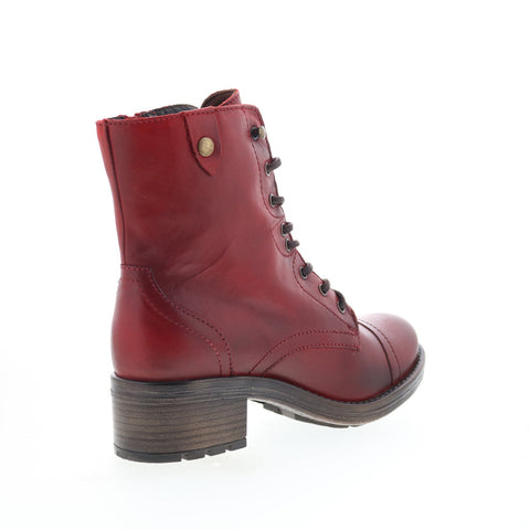 Miz Mooz Calla Womens Red Leather Lace Up Casual Dress Boots