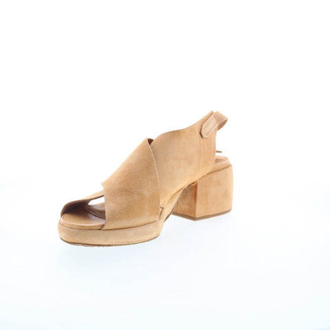 A.S. 98 Callen Womens Brown Leather Hook & Loop Heeled Sandals Shoes