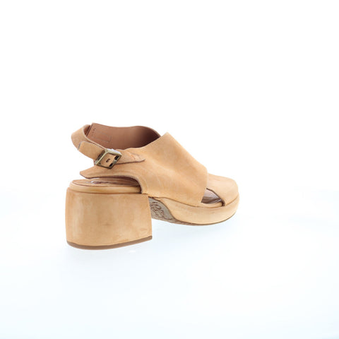 A.S. 98 Callen Womens Brown Leather Hook & Loop Heeled Sandals Shoes