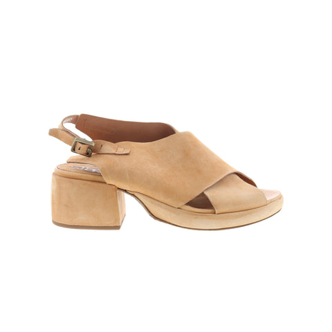 A.S. 98 Callen Womens Brown Leather Hook & Loop Heeled Sandals Shoes