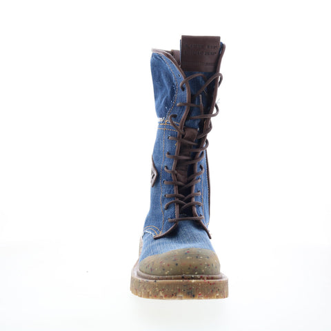 A.S. 98 Cambert Womens Blue Leather Lace Up Casual Dress Boots