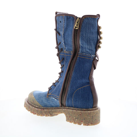 A.S. 98 Cambert Womens Blue Leather Lace Up Casual Dress Boots