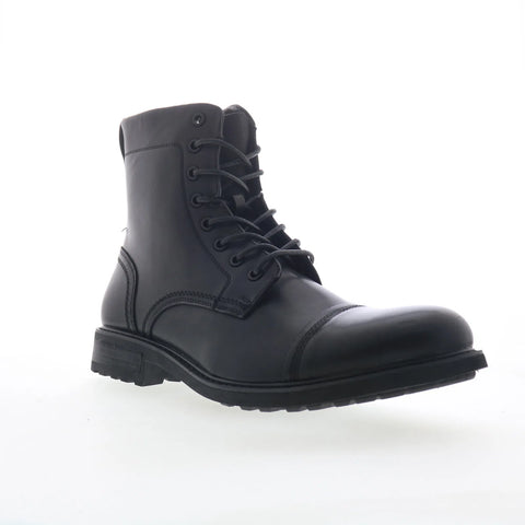Steve Madden Camden CAMD02M1 Mens Black Leather Lace Up Casual Dress Boots