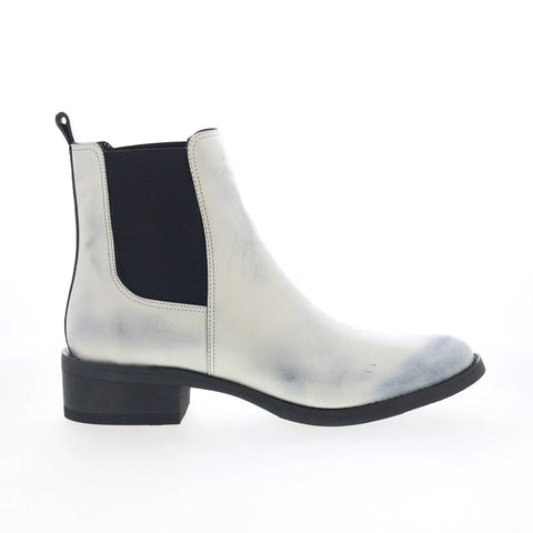 Dingo Camino DI-2216 Mens White Leather Slip On Chelsea Boots