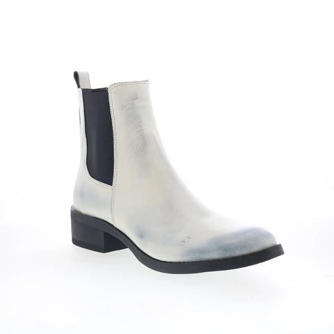 Dingo Camino DI-2216 Mens White Leather Slip On Chelsea Boots