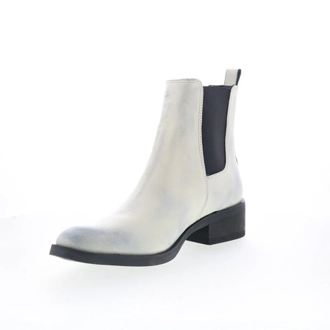 Dingo Camino DI-2216 Mens White Leather Slip On Chelsea Boots