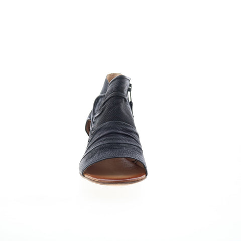 Miz Mooz Canterbury Womens Black Leather Zipper Heeled Sandals Shoes