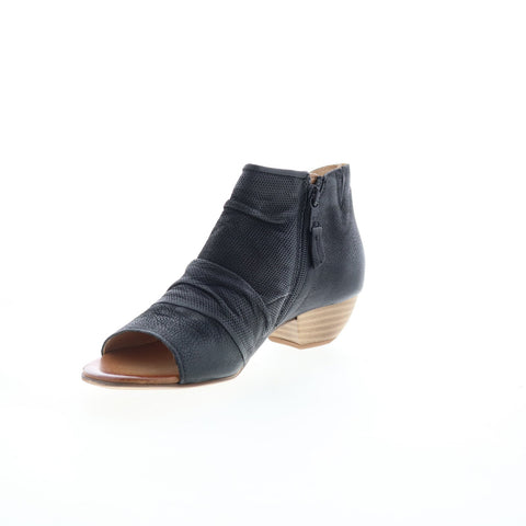 Miz Mooz Canterbury Womens Black Leather Zipper Heeled Sandals Shoes