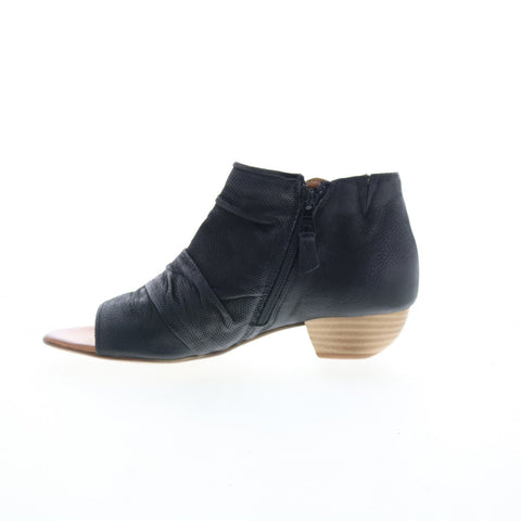 Miz Mooz Canterbury Womens Black Leather Zipper Heeled Sandals Shoes