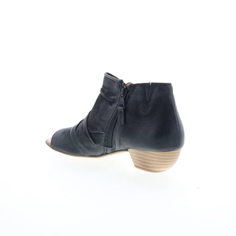 Miz Mooz Canterbury Womens Black Leather Zipper Heeled Sandals Shoes