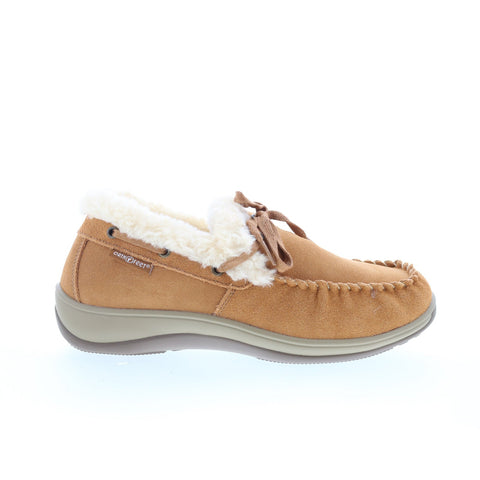Orthofeet Capri CAPRI Womens Brown Suede Slip On Moccasin Slippers Shoes