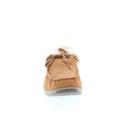 Orthofeet Capri CAPRI Womens Brown Suede Slip On Moccasin Slippers Shoes