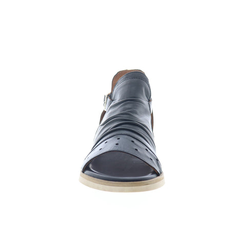Miz Mooz Cara Womens Black Leather Hook & Loop Strap Sandals Shoes