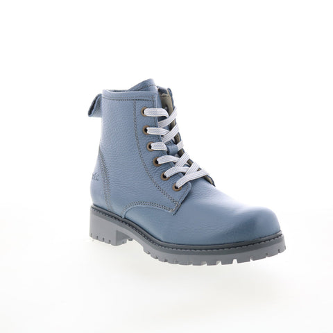 Bos. & Co. Carinas Womens Blue Leather Lace Up Casual Dress Boots