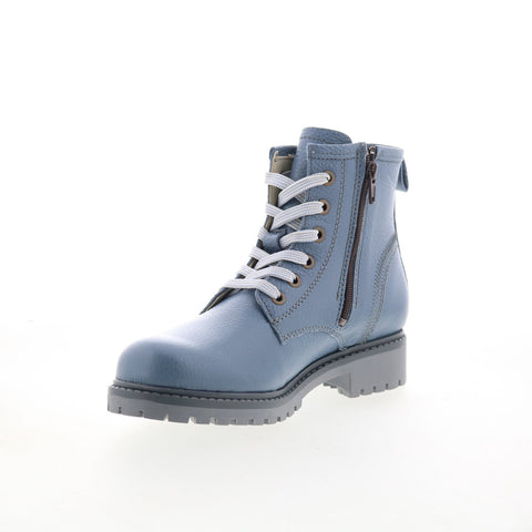 Bos. & Co. Carinas Womens Blue Leather Lace Up Casual Dress Boots