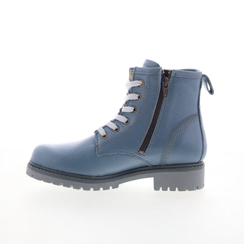 Bos. & Co. Carinas Womens Blue Leather Lace Up Casual Dress Boots